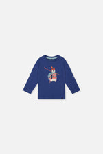 T-shirt à manches longues en coton biologique bleu pour bébé