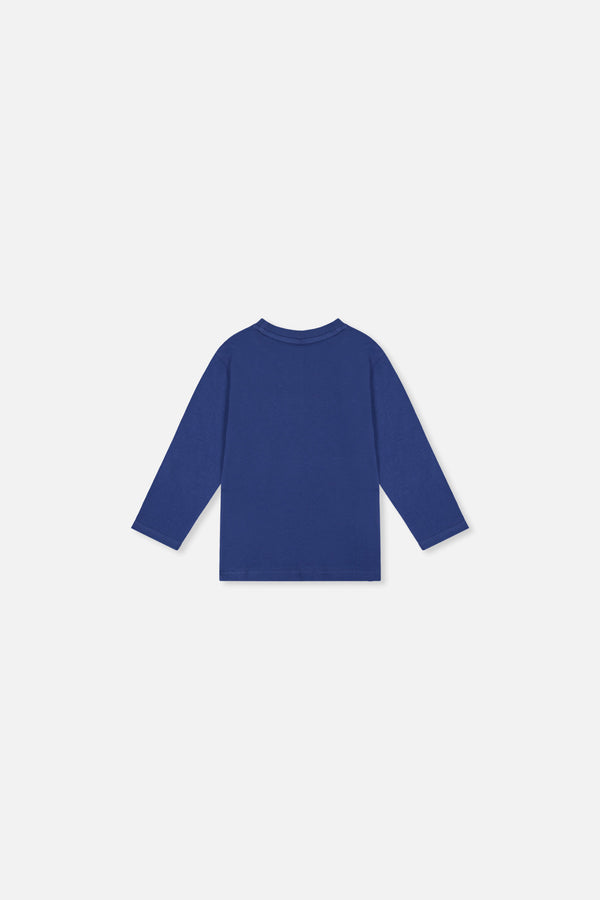 T-shirt à manches longues en coton biologique bleu pour bébé