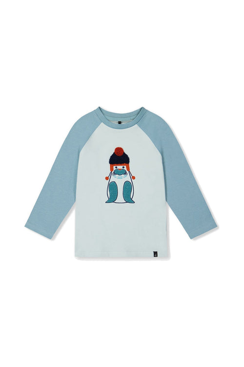 Long Sleeve Raglan Organic Cotton T-Shirt Very Pale Turquoise - J20S71_04017