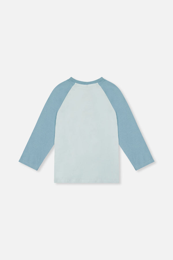 Long Sleeve Raglan Organic Cotton T-Shirt Very Pale Turquoise - J20S71_04017