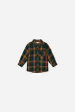 Chemise à carreaux orange, bleu et vert pour bébé