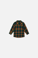 Chemise à carreaux orange, bleu et vert pour bébé
