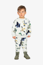 Fleece Sweatpants Beige Dinosaur Print - J20T20_2J263