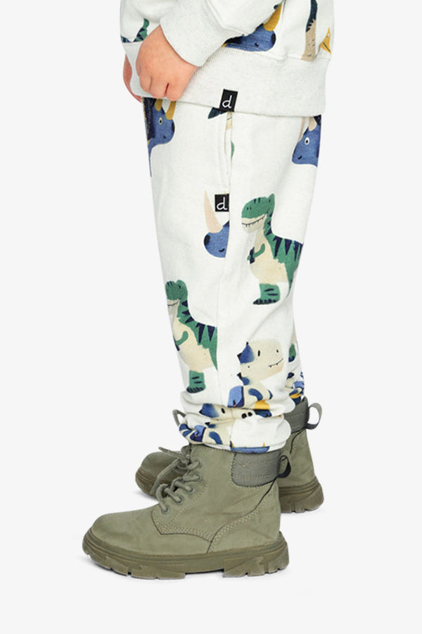 Fleece Sweatpants Beige Dinosaur Print - J20T20_2J263