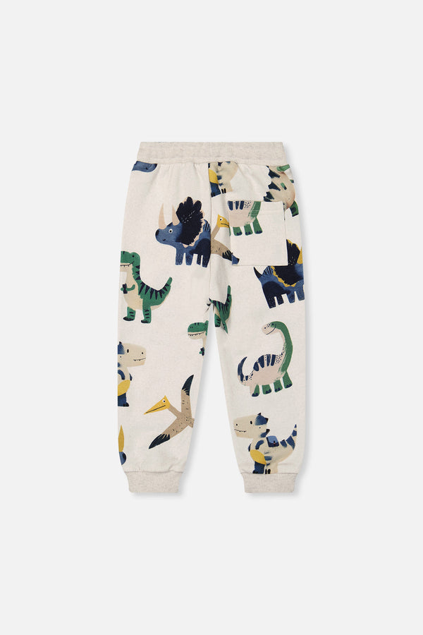 Fleece Sweatpants Beige Dinosaur Print - J20T20_2J263
