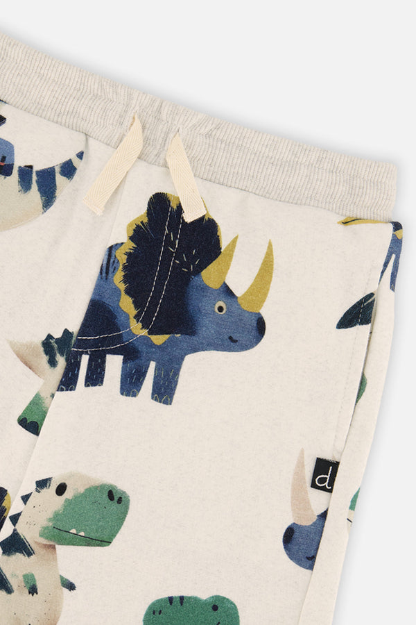 Fleece Sweatpants Beige Dinosaur Print - J20T20_2J263