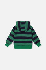 Fleece Hoodie With Applique Blue Striped Green - J20T30_2J262