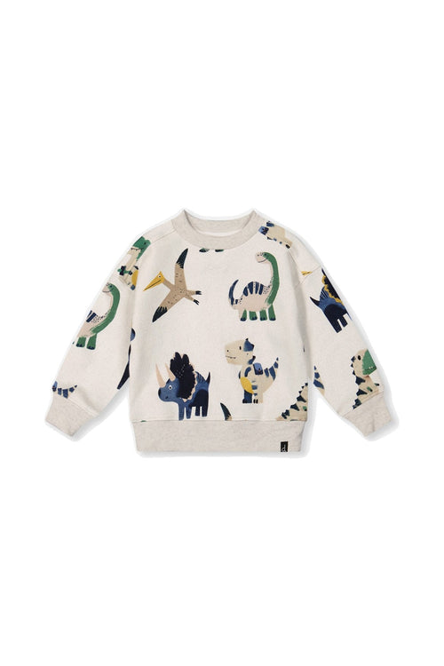 Baby-Fleece-Sweatshirt Beige mit Dinosaurierdruck