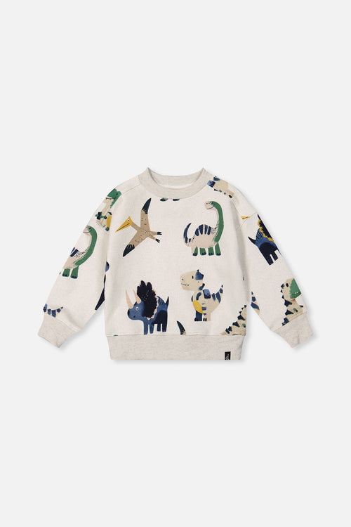Fleece Sweatshirt Beige Dinosaur Print - J20T32_2J263