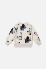 Fleece Sweatshirt Beige Dinosaur Print - J20T32_2J263