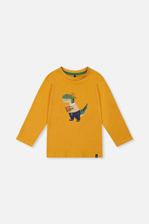 Long Sleeve Organic Cotton T-Shirt Mustard Yellow - J20T70_02290