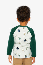 Long Sleeve Raglan T-Shirt Beige Dinosaur Print - J20T72_2J263