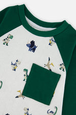 Long Sleeve Raglan T-Shirt Beige Dinosaur Print - J20T72_2J263
