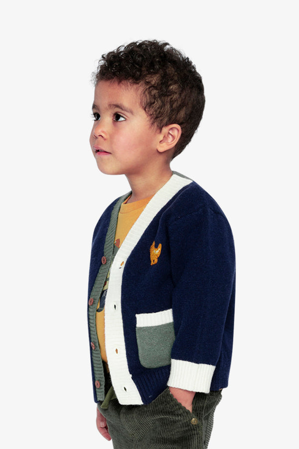 Knit Cardigan With Dino Dark Blue, Green And Yellow - J20TT31_04810