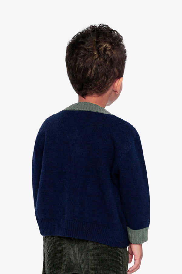 Knit Cardigan With Dino Dark Blue, Green And Yellow - J20TT31_04810