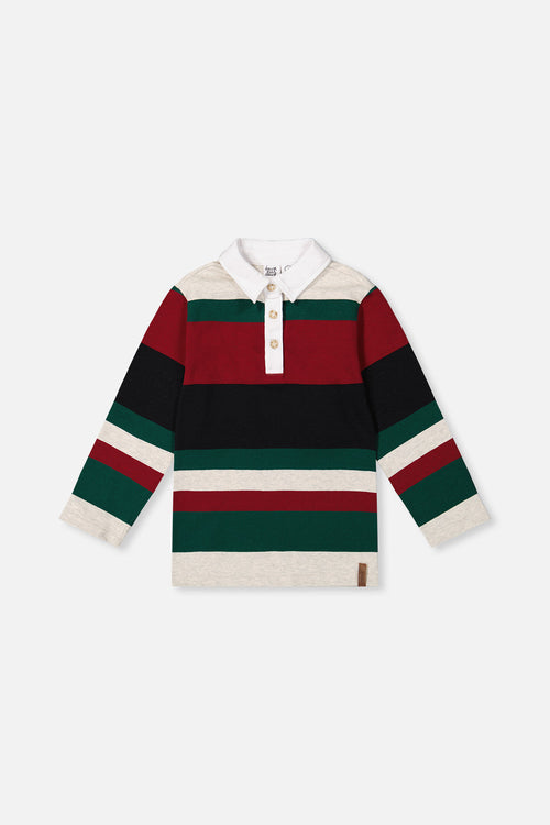 Polo Top Blue Striped Red, Green And Grey - J20U11_2J274