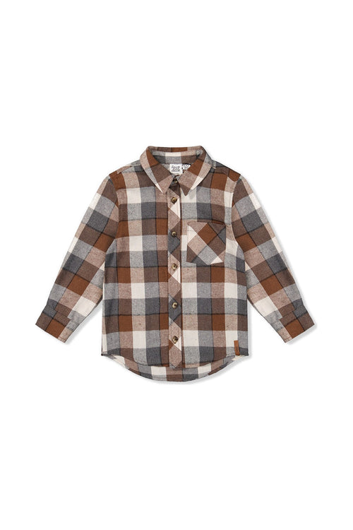 Flannel Shirt Grey And Beige Plaid - J20U13_2J269