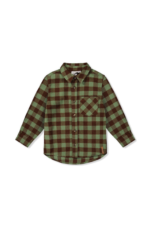 Brushed Flannel Shirt Green And Brown Plaid - J20U14_2J270