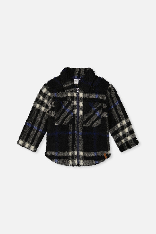 Zipped Overshirt Black And Blue Plaid - J20U17_2J276