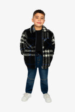 Zipped Overshirt Black And Blue Plaid - J20U17_2J276