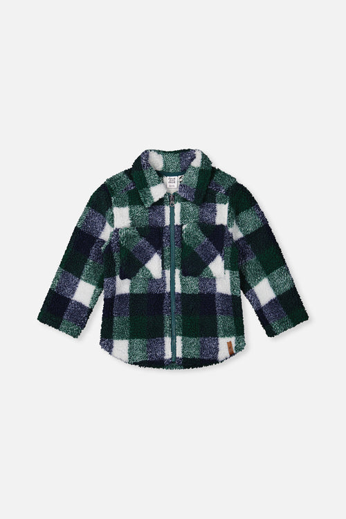 Zipped Overshirt Blue And Green Checks - J20U17_2J277