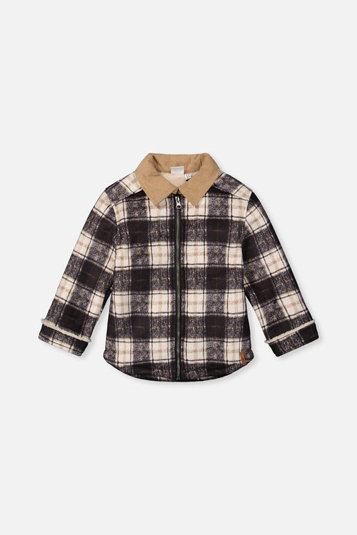 Brushed Plaid Zipped Jacket Blue And Beige Checks - J20U18_2J278