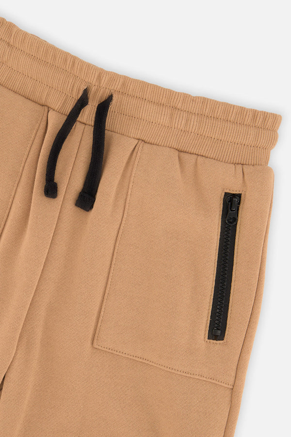 Fleece Sweatpants With Pockets Brown Tannin - J20U21_01780