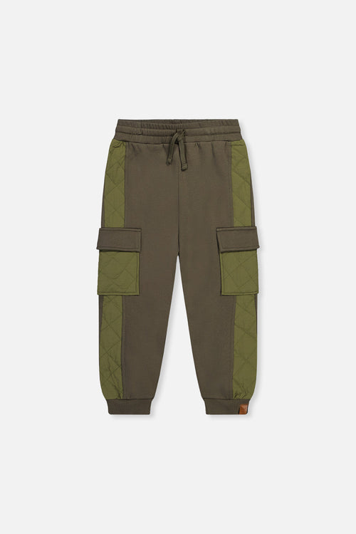 Fleece Bi-Material Sweatpants With Pockets Green - J20U22_03690