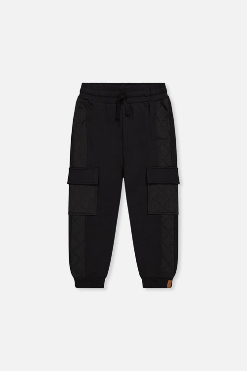 Fleece Bi-Material Sweatpants With Pockets Black - J20U22_09990
