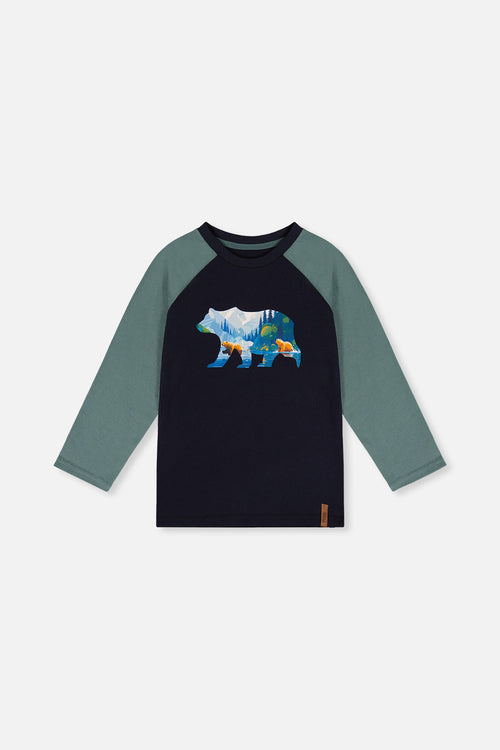 Raglan T-Shirt Dark Blue And Green - J20U69_04810