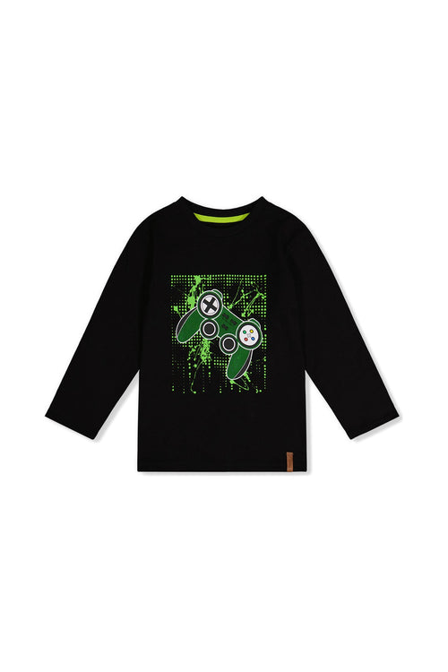 Long Sleeve T-Shirt Black And Green - J20U71_09990