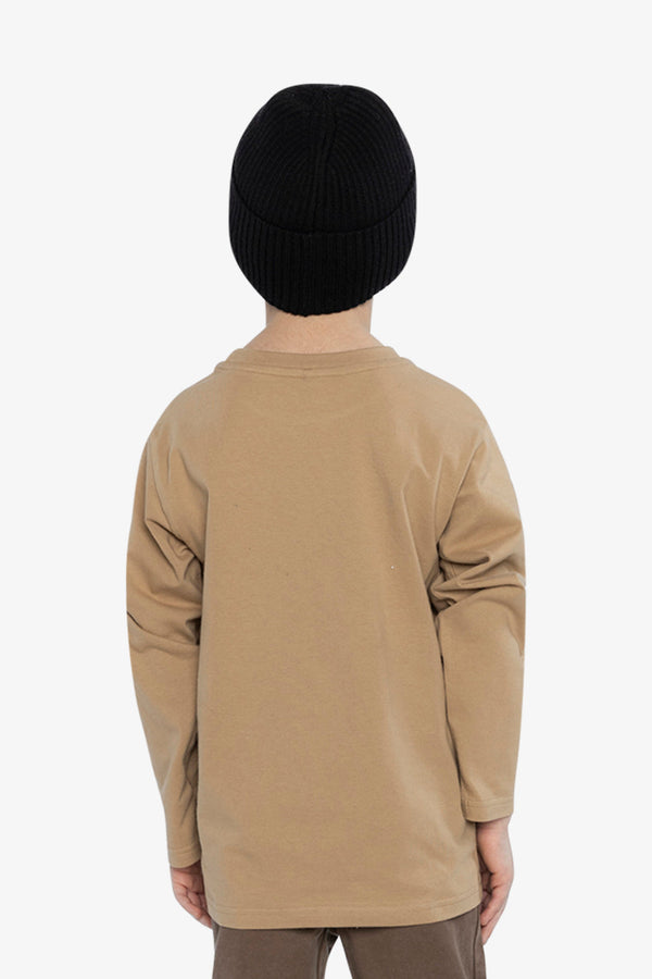 Long Sleeve Organic Cotton T-Shirt Beige - J20U73_01002