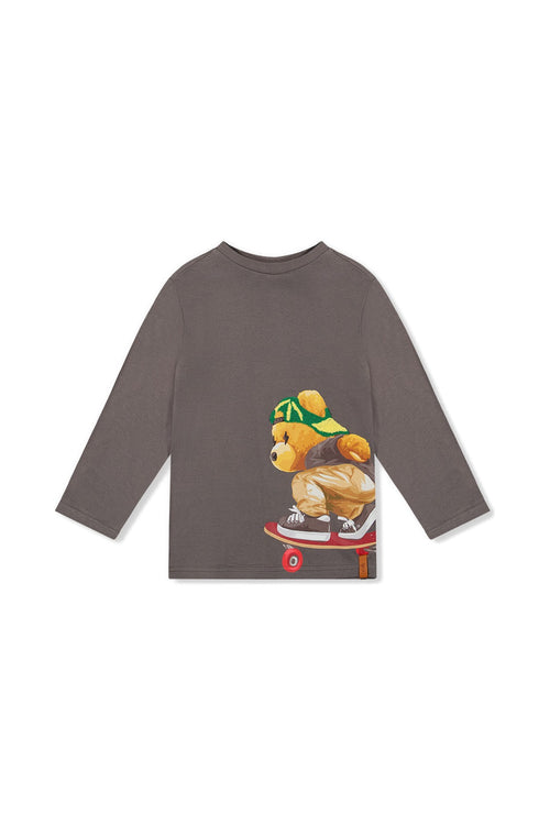 Long Sleeve Organic Cotton T-Shirt Dark Grey - J20U73_09020