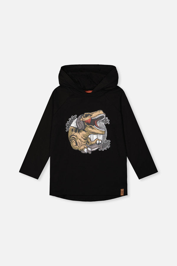 Raglan Hooded T-Shirt Black And Brown - J20U75_09990