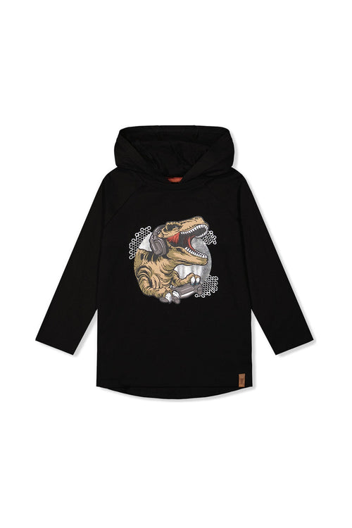 Raglan Hooded T-Shirt Black And Brown - J20U75_09990