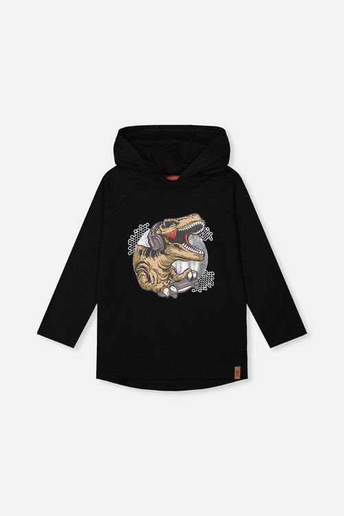 Raglan Hooded T-Shirt Black And Brown - J20U75_09990
