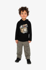 Raglan Hooded T-Shirt Black And Brown - J20U75_09990