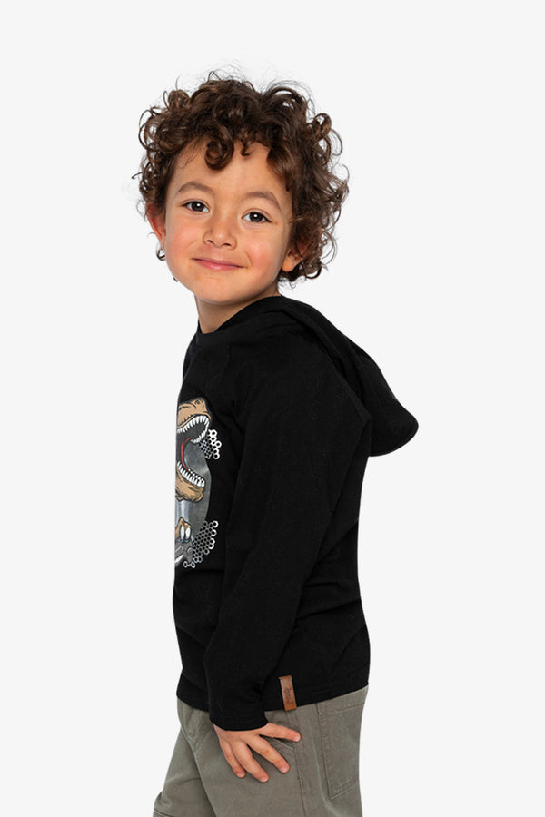 Raglan Hooded T-Shirt Black And Brown - J20U75_09990