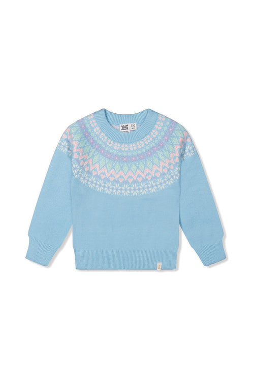 Knit Sweater With Nordic Jacquard Light Blue
