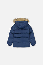 Winter Jacket With Faux-Fur Hood Dark Blue - J20W55_04013
