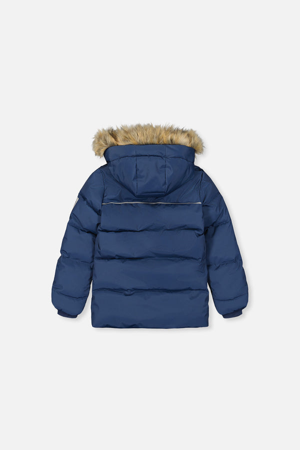 Winter Jacket With Faux-Fur Hood Dark Blue - J20W55_04013