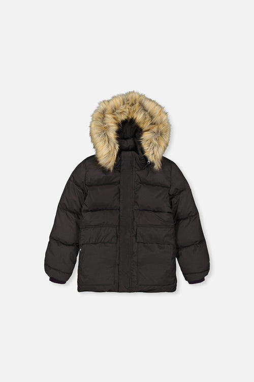 Winter Jacket With Faux-Fur Hood Black - J20W55_09990