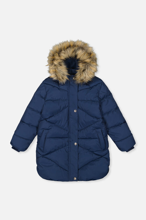 Long Winter Puffer Coat Dark Blue - J20W59_04013