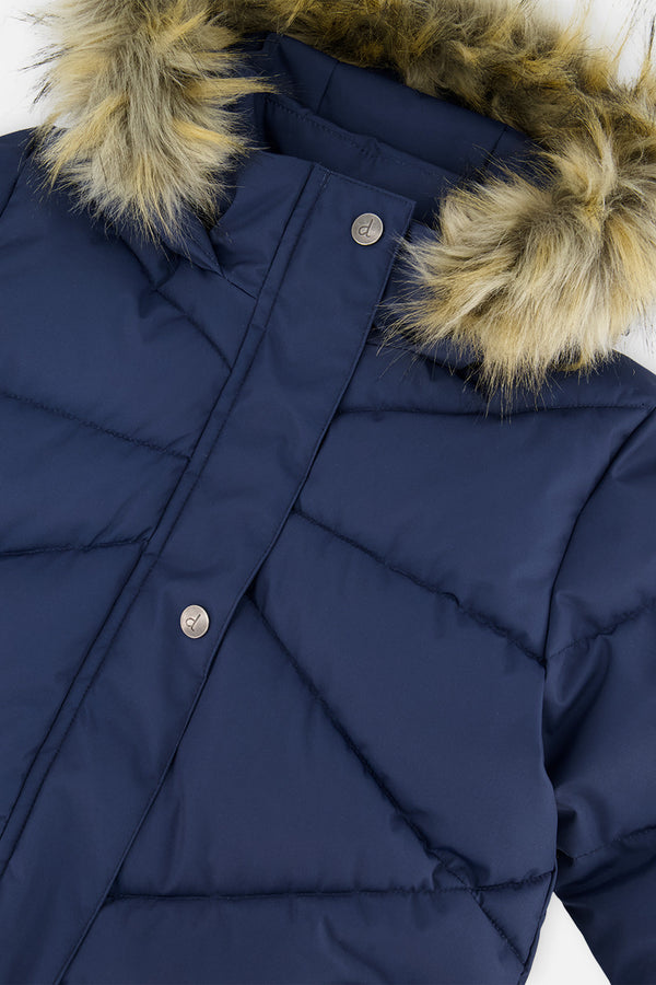 Long Winter Puffer Coat Dark Blue - J20W59_04013