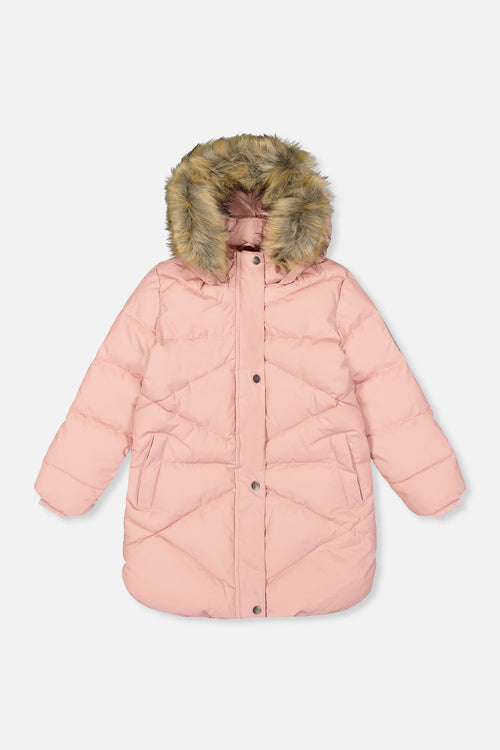 Long Winter Puffer Coat Pale Dusty Pink - J20W59_06220