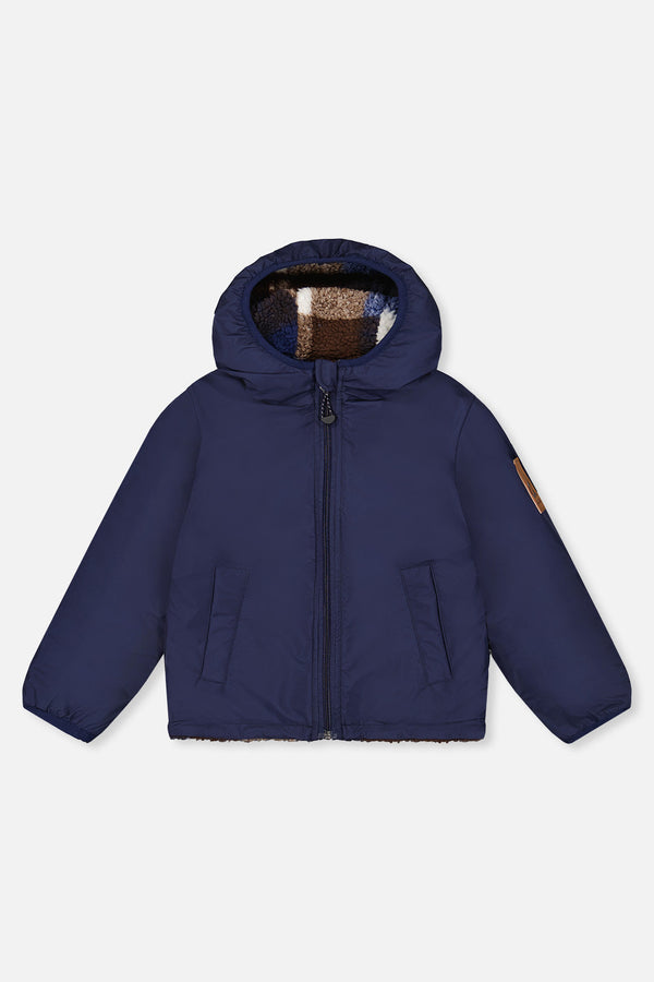 Baby Reversible Mid-Season Jacket Dark Blue And Brown - J20W65B_04810