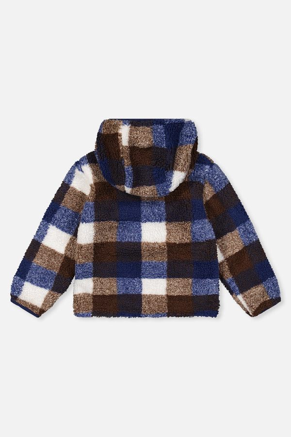 Reversible Mid-Season Jacket Dark Blue And Brown - J20W65_04810