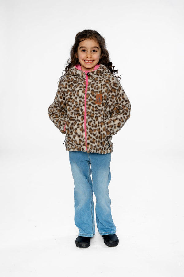 Reversible Mid-Season Jacket Pink And Leopard - J20W65_06800