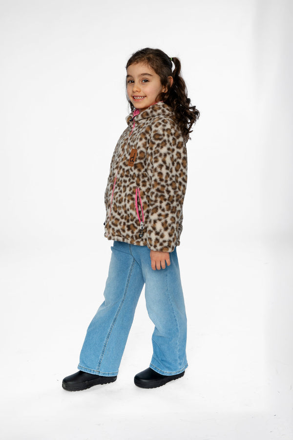 Reversible Mid-Season Jacket Pink And Leopard - J20W65_06800