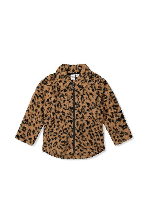 Zipped Sherpa Overshirt With Chest Pockets Leopard Fur - J20YG17_2J279